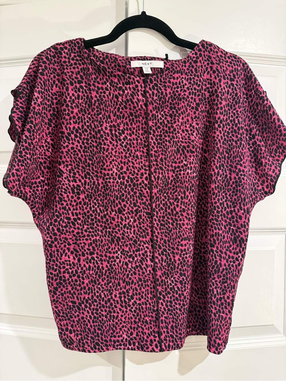 NEXT Pink and Black Animal Print Short Sleeve Blouse